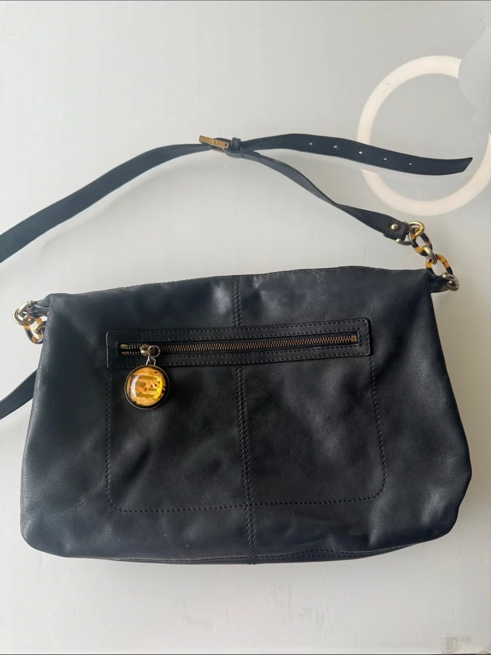 Fendi Black Leather Bag with Gold Zipper Pull Fendi Vitello Grace Matte Nano Fendigraphy Hobo Charm Black  main image 3
